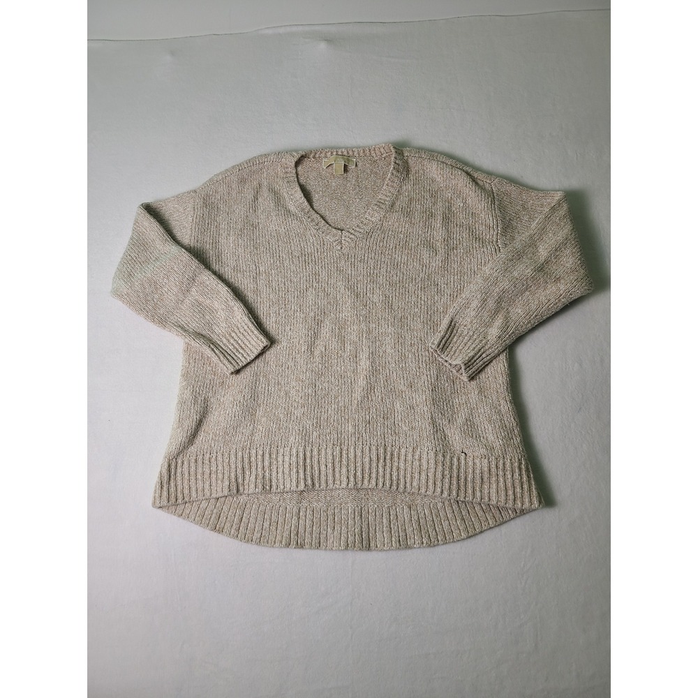 Michael Kors Sweater Wm M Beige V-Neck Alpaca Blend High-Low Knit Minimal Basic